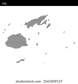 Detailed representation of Fiji highlighting its islands and geographical layout with dotted patterns.
