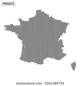 Detailed representation of France using black dots to form its geographic outline and key features.