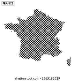 Detailed representation of France using black dots to form its geographic outline and key features.