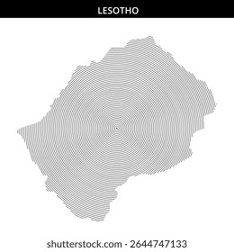 Detailed representation of Lesotho with concentric circles.