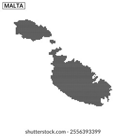 Detailed representation of Malta's outline using a dotted texture, emphasizing the island's shape and geographical features.