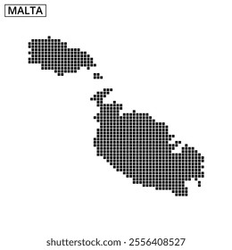 Detailed representation of Malta's outline using a dotted texture, emphasizing the island's shape and geographical features.