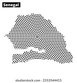 Detailed representation of Senegal using a dotted design, showcasing its shape and geographical layout clearly.