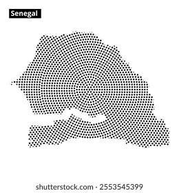 Detailed representation of Senegal using a dotted design, showcasing its shape and geographical layout clearly.