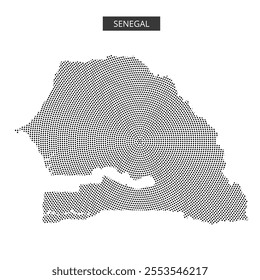 Detailed representation of Senegal using a dotted design, showcasing its shape and geographical layout clearly.