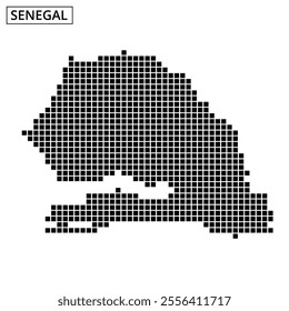 Detailed representation of Senegal using a dotted design, showcasing its shape and geographical layout clearly.