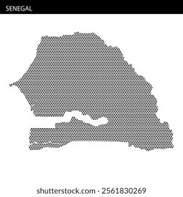 Detailed representation of Senegal using a dotted design, showcasing its shape and geographical layout clearly.