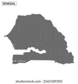 Detailed representation of Senegal using a dotted design, showcasing its shape and geographical layout clearly.