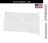 Detailed representation of South Dakota map and flag with