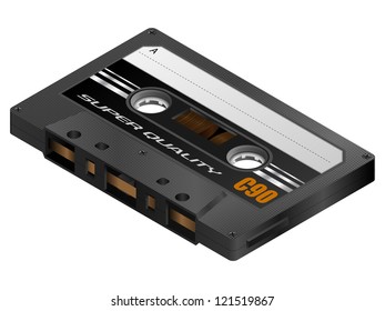 Detailed retro audio cassette tape vector illustration
