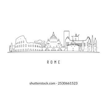 Detaillierte Rom Skyline, Vektorgrafik. Rom-Gebäude im Stil der Linienkunst, perfekt für moderne Designs.