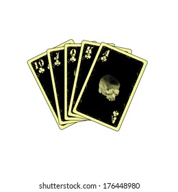 detailed royal flush on white background