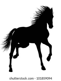 Detailed running horse silhouette. Vector eps 8