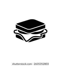 A detailed sandwich silhouette design with layers of filling visible between bread slices, set against a clean transparent background.
