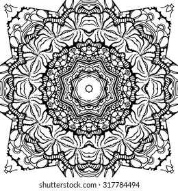 Detailed scarf design with decorative mandala ornament.Vector illustration.