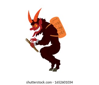 Detailed Scary Krampus Illustration Vector