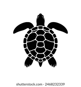 Detailed Sea Turtle Graphic - Monochrome Vector Art for Nature and Wildlife Projects