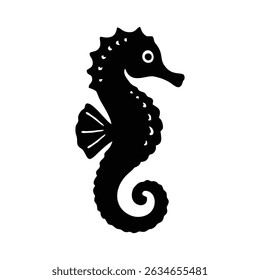 Detailed Seahorse Silhouette logo icon