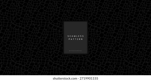 Patrón animal inconsútil detallado que presenta escamas de piel de cocodrilo o cocodrilo gris oscuro sobre fondo negro para artículos de cuero de lujo e impresión textil exótica