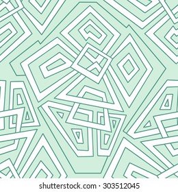 Detailed seamless geometric pattern in pale green tones. Colorful geometric pattern. Seamless pattern, background, texture. Vector ornament. Decorative tiles.
