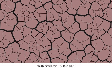 Un patrón detallado y sin fisuras de tierra seca y agrietada, que muestra una red de líneas oscuras e irregulares contra un fondo marrón rojizo, evocando sequía y condiciones áridas.