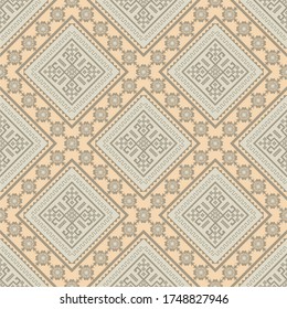 Detailed seamless pattern of geometric swati design for print and embroidery 