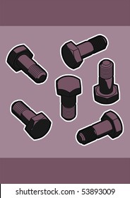 A detailed selection of screws, nuts and bolts. Useful for your flat pack furniture illustrations and diagrams.