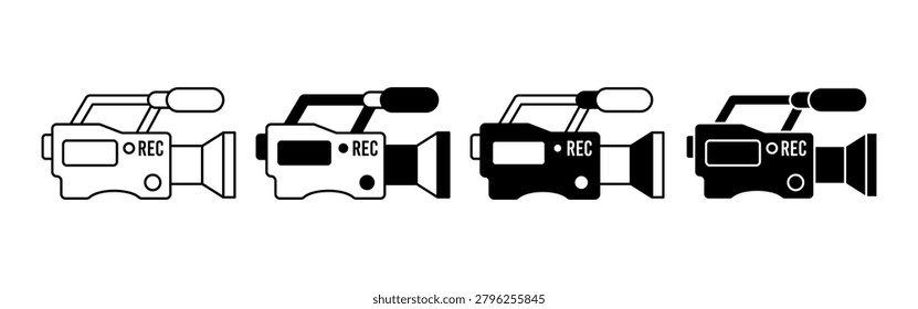 A detailed sequence of four vintage camera illustrations in black and white, showcasing different styles and designs of classic cameras.