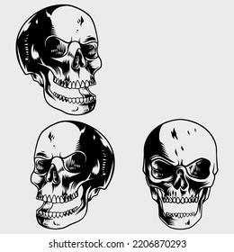 detailed set of skull images with various poses