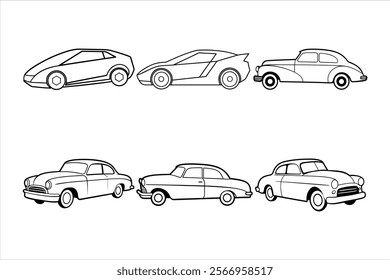 

A detailed set of vehicle line art vector illustrations, featuring various cars, trucks, bikes, and more. Perfect for design projects, prints, and digital use. Crisp, scalable, and versatile for 