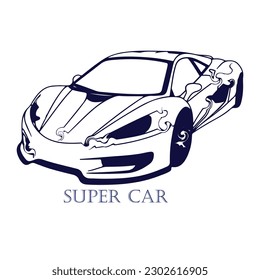 detailed side of a flat orange car cartoon vector with black stroke option for custom able color for kids drawing book