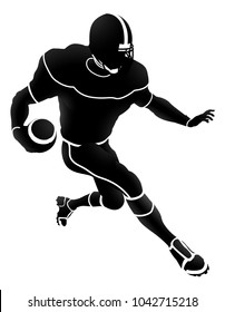 Detailed silhouette American Football player charging