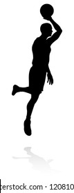 A detailed silhouette basketball player sports illustration