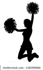 Detailed silhouette cheerleader holding pompoms