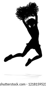 Detailed silhouette cheerleader holding pompoms