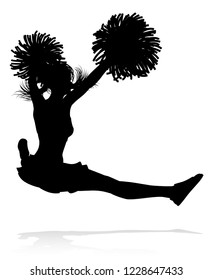 Detailed silhouette cheerleader holding pompoms