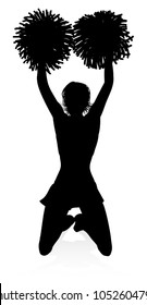 Detailed silhouette cheerleader with pompoms