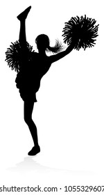 Detailed silhouette cheerleader with pompoms