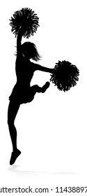 Detailed silhouette cheerleader with pompoms