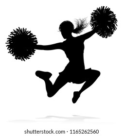 Detailed silhouette cheerleader with pompoms