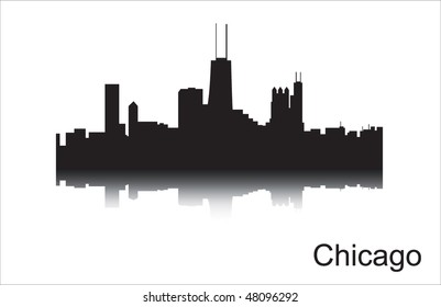 Detailed silhouette of a city of Chicago