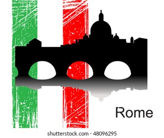 Detailed silhouette of the city of Rome