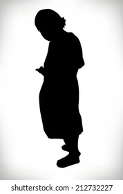 detailed silhouette an elderly looking down
