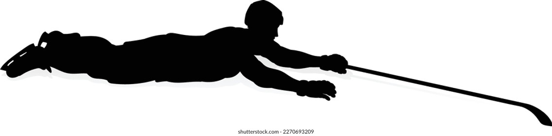 A detailed silhouette ice hockey player sports illustration