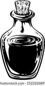 Detailed silhouette ink well or potion. Tattoo, intricate design and decor element. Highly detailed and accurate lines for print or engraving