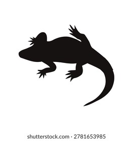 Detailed silhouette of a lizard, capturing the essence of a reptile, isolated for clear display.