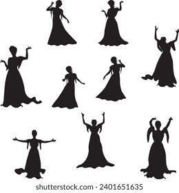 Detailed silhouette of a mage woman in long dress.