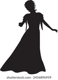 Detailed silhouette of a mage woman in long dress.