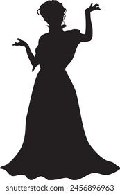 Detailed silhouette of a mage woman in long dress.