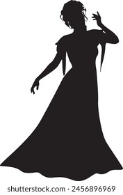 Detailed silhouette of a mage woman in long dress.